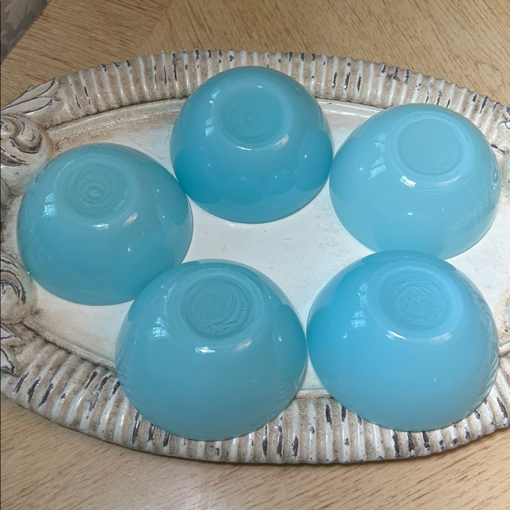 Blue Glass Cereal/Desert Bowls (5) - Picture 3 of 5